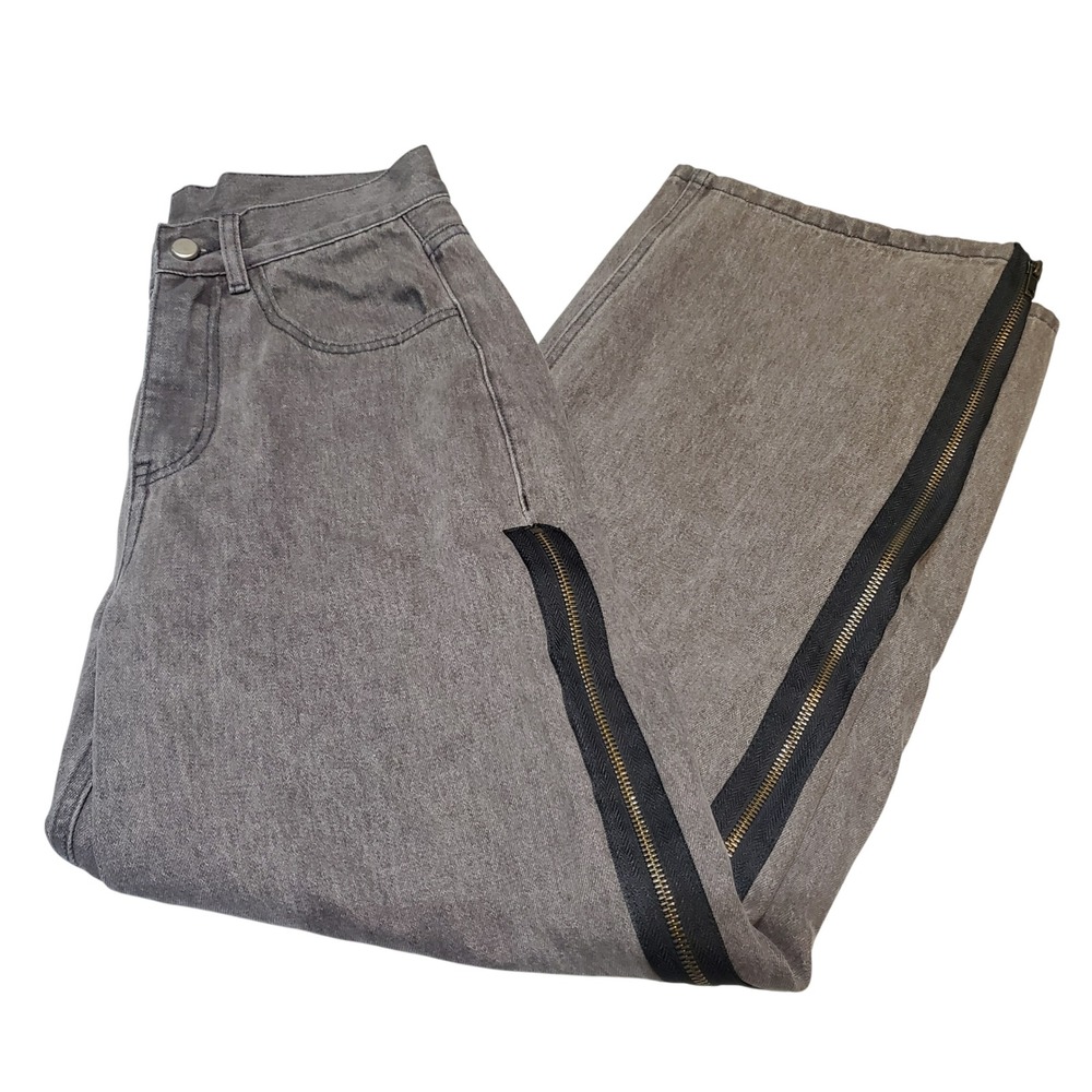 Aelfric Eden Sz 28 Jeans Wide Leg Charcoal Gray Black Wash Y2K Streetwear Baggy